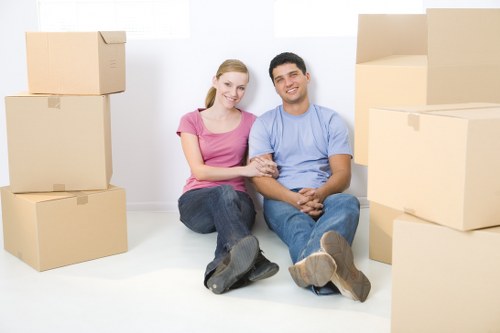 Professional movers carrying boxes during a Kingston relocation