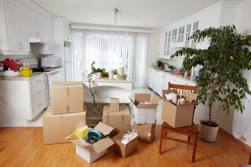 Furniture and boxes loaded into a van for a Kingston move