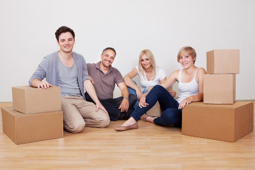 Packed moving boxes and furniture for a Kingston upon Thames house removal